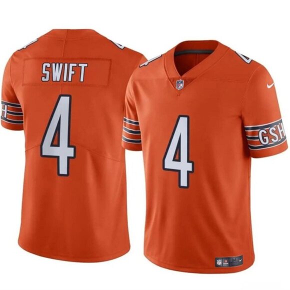 Mens Youths Kids Womens 4 DAndre Swift Orange Vapor Stitched Jersey